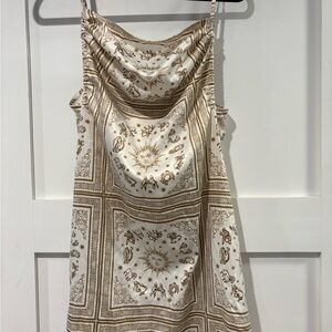 DANIELLE BERNSTEIN Cream and Brown Sun Pattern Mini Dress
